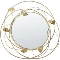 WANDSPIEGEL gold 47 cm Ginkgo-Verzierung Anglet - Goldfarben, Metall (47/45/4cm) - Beliani