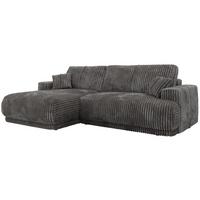 ECKSCHLAFSOFA RINA L Grau Cord - links - Schwarz/Grau, Kunststoff/Textil (266/172cm) - MKS