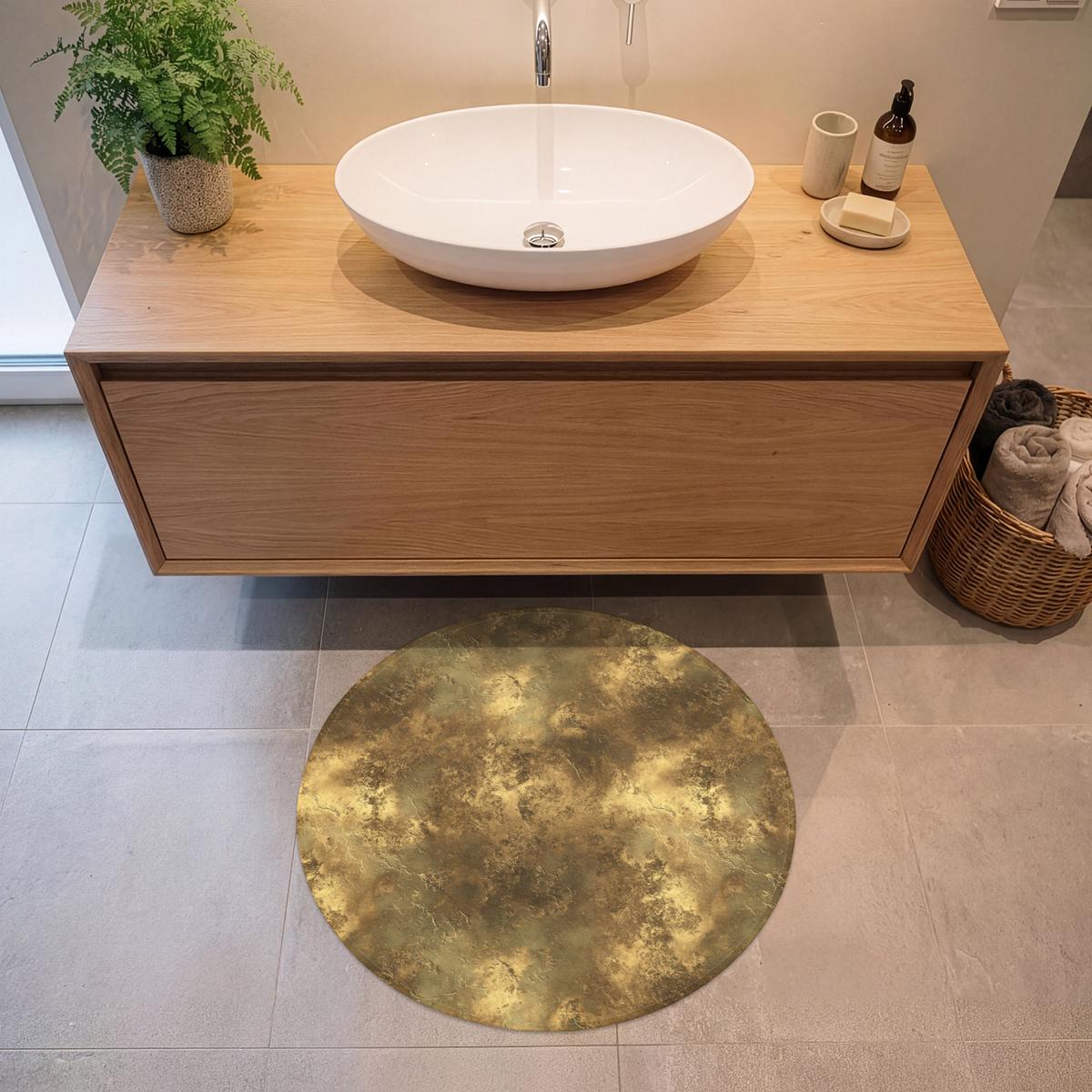 BADEMATTE Antik - Metallic-Look - Gold Badvorleger 70x70 cm - Goldfarben, Textil (70/70cm) - OnlyWow