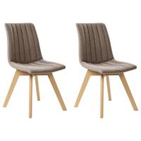 ESSZIMMERSTUHL 2er Set Stoff Braun Calgary - Braun, Textil (48/86/56cm) - Beliani