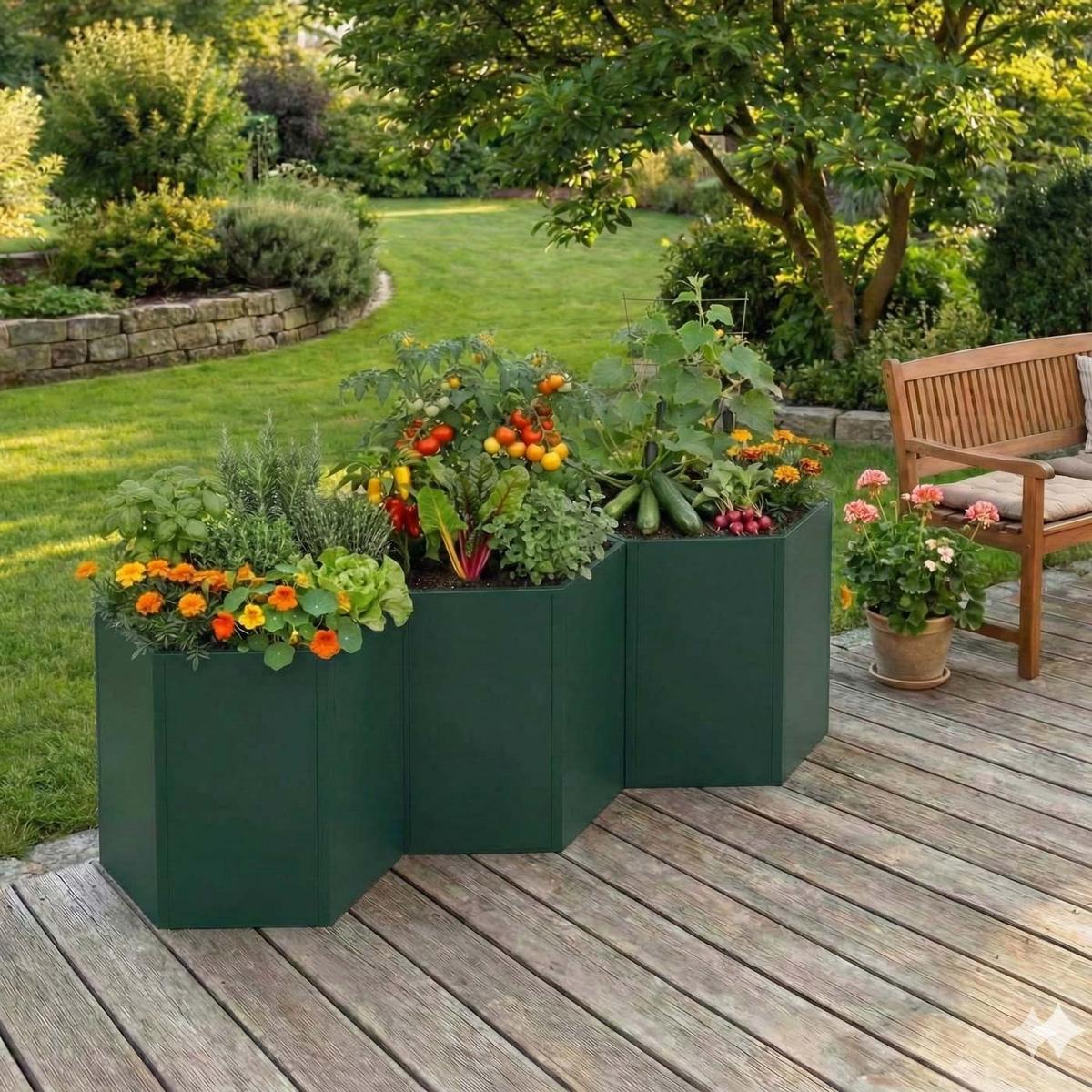 HOCHBEET 3ER-SET Grün 3er-Set-Set - Grün, Metall (164/77/100cm) - MCW