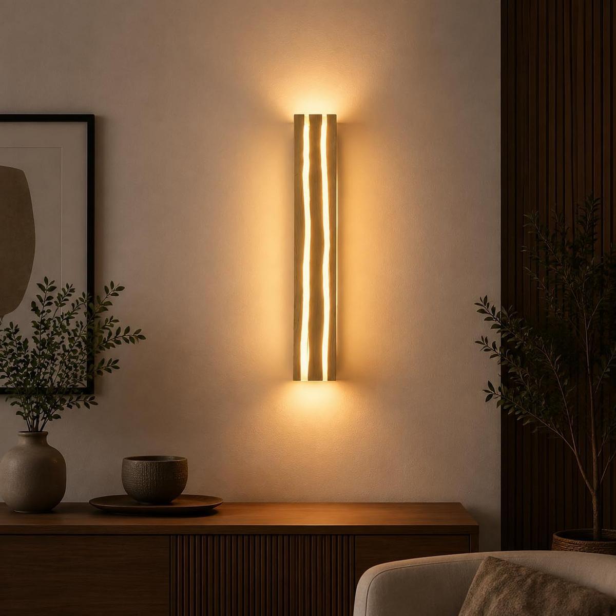 LED WANDLEUCHTE Olenly 50/8/3 cm - Braun, Holz/Metall (8/3/50cm) - ZMH