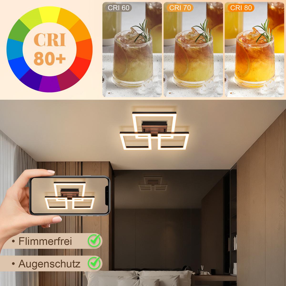 LED DECKENLEUCHTE Fixalin 31.5/38/8 cm - Schwarz, Kunststoff/Metall (31.5/38/8cm) - ZMH