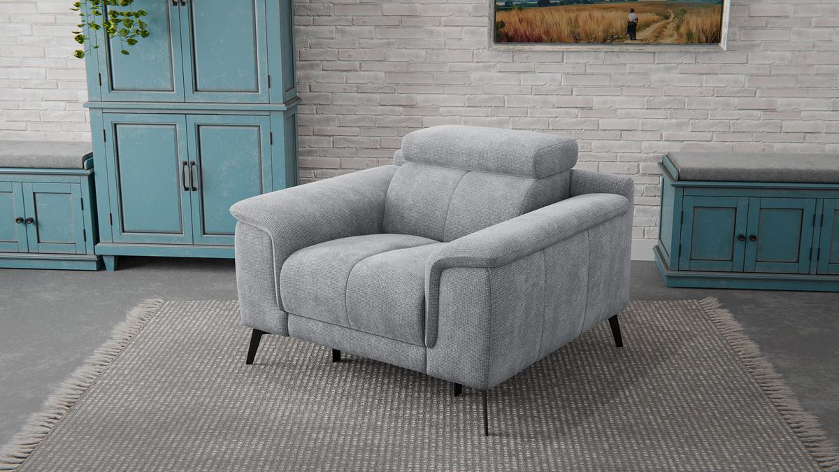 SESSEL FIERO mit Relaxfunktion, silberfarben - Silberfarben/Schwarz, Holzwerkstoff/Textil (114/82/103cm) - Wozimo