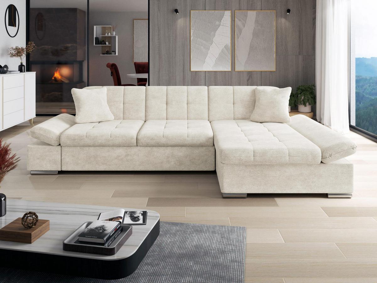 ECKSOFA Malwi, Seite: Rechts - Creme, Holz/Textil (278/161cm) - MIRJAN24
