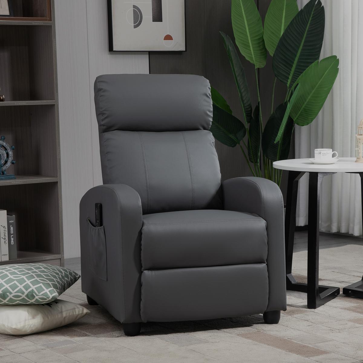 MASSAGESESSEL Kunstleder Schaumstoff Grau - Schwarz/Grau, Kunststoff (88/98/68cm) - HOMCOM