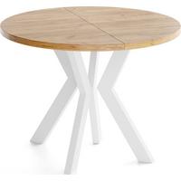 ESSTISCH Savio Weiß rund ausziehbar verlängerbar XXL, Eiche Braun 100-300/100/77 cm - Eiche Wotan/Weiß, Holz/Holzwerkstoff (100/300/77cm) - WFL GROUP