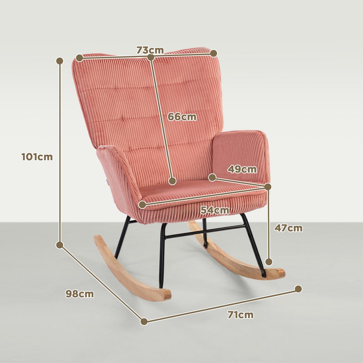SCHAUKELSTUHL, Schaukelsessel mit Kordoptik, Armlehne für Wohnzimmer, Rosa - Koralle/Rosa, Buchenholz/Textil (98/101/71cm) - HOMCOM