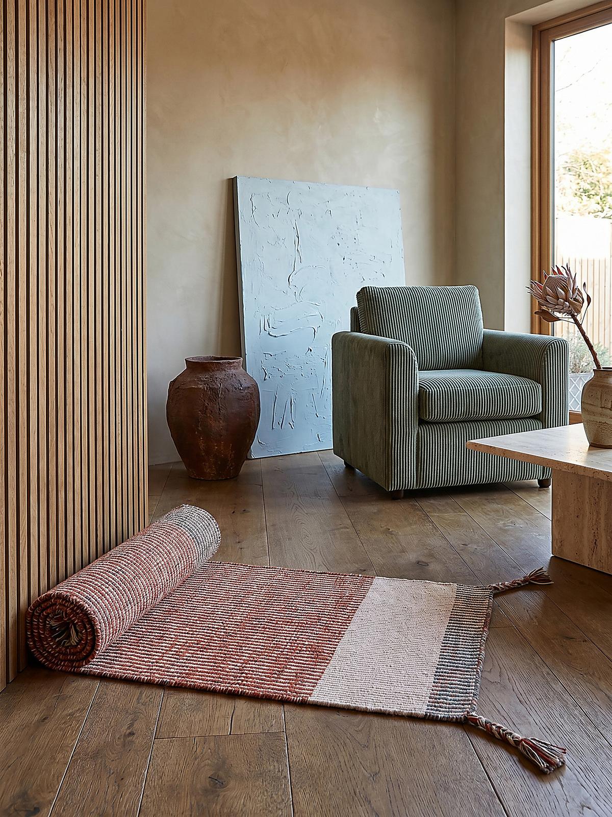 WOLLTEPPICH handgewebt WEY, gestreift, Rot, 60 x 200 cm - Rot, Textil (200/60cm) - KADIMA DESIGN