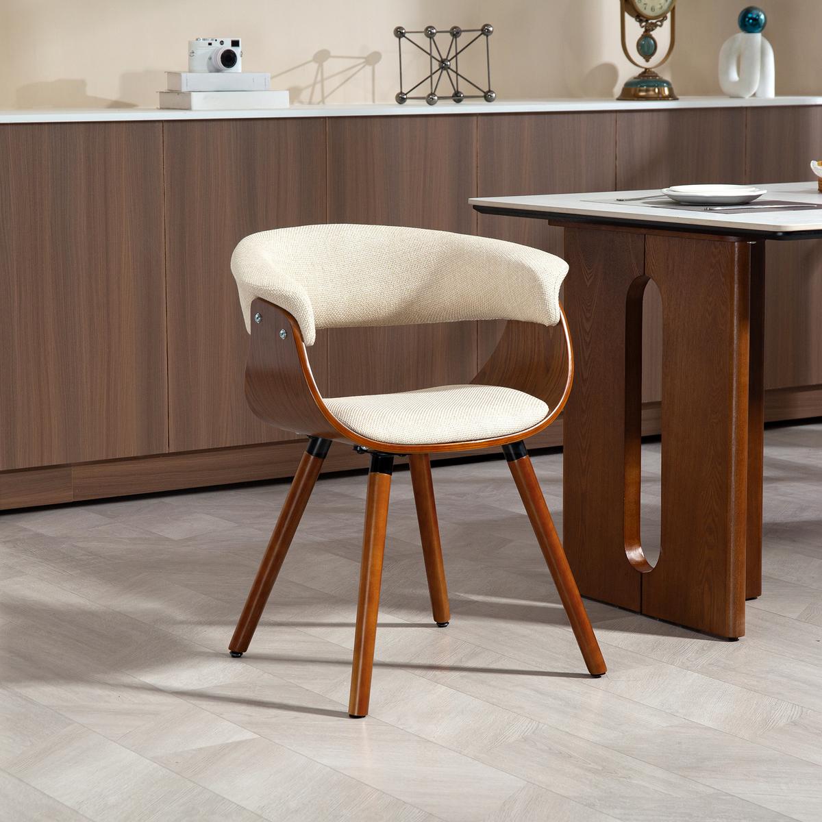 ESSZIMMERSTUHL Polyester Schaumstoff Beige - Beige, Holz (55/75/62cm) - HOMCOM