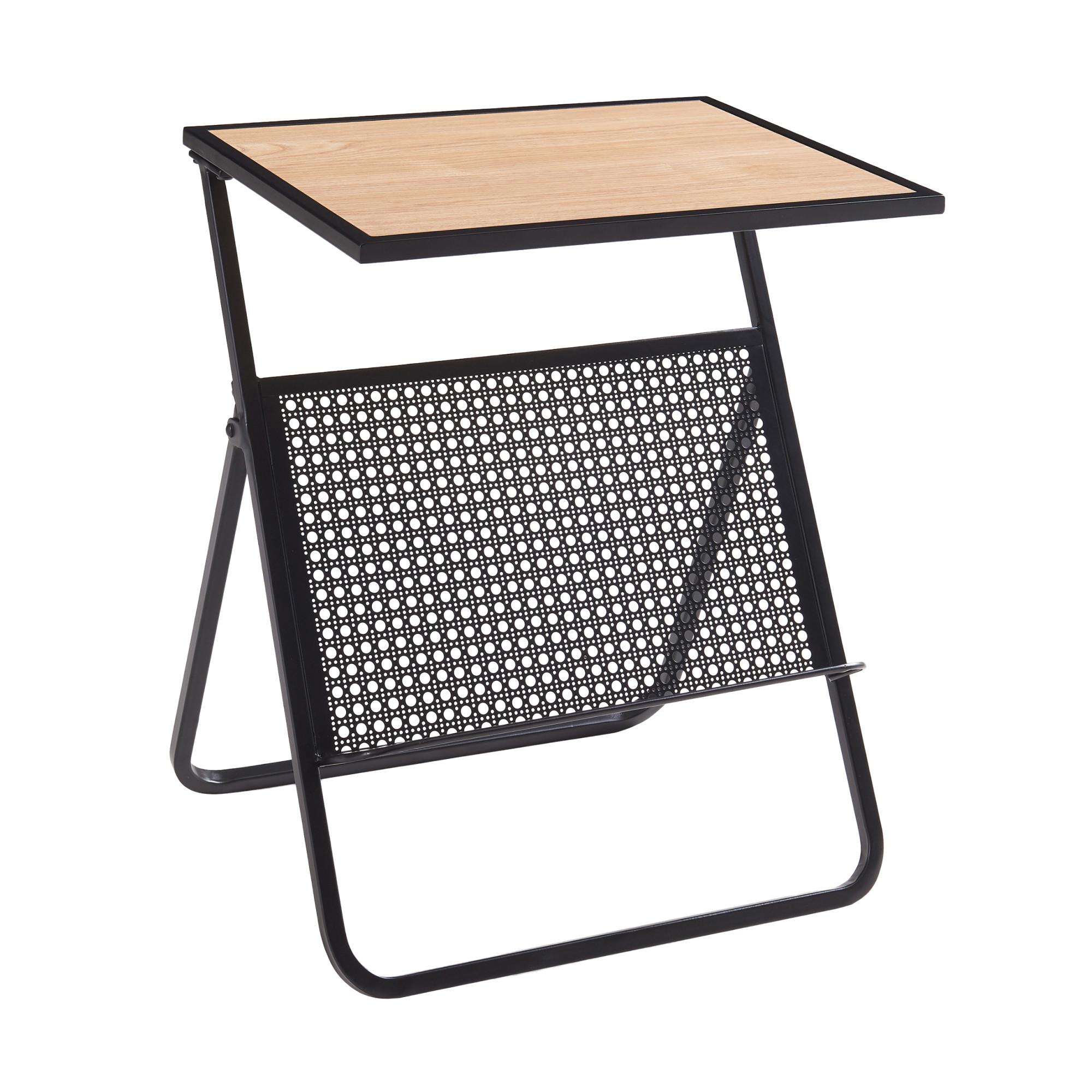 BEISTELLTISCH Jäller - Eichefarben/Schwarz, Holzwerkstoff/Metall (40/30/48cm) - [en.casa]