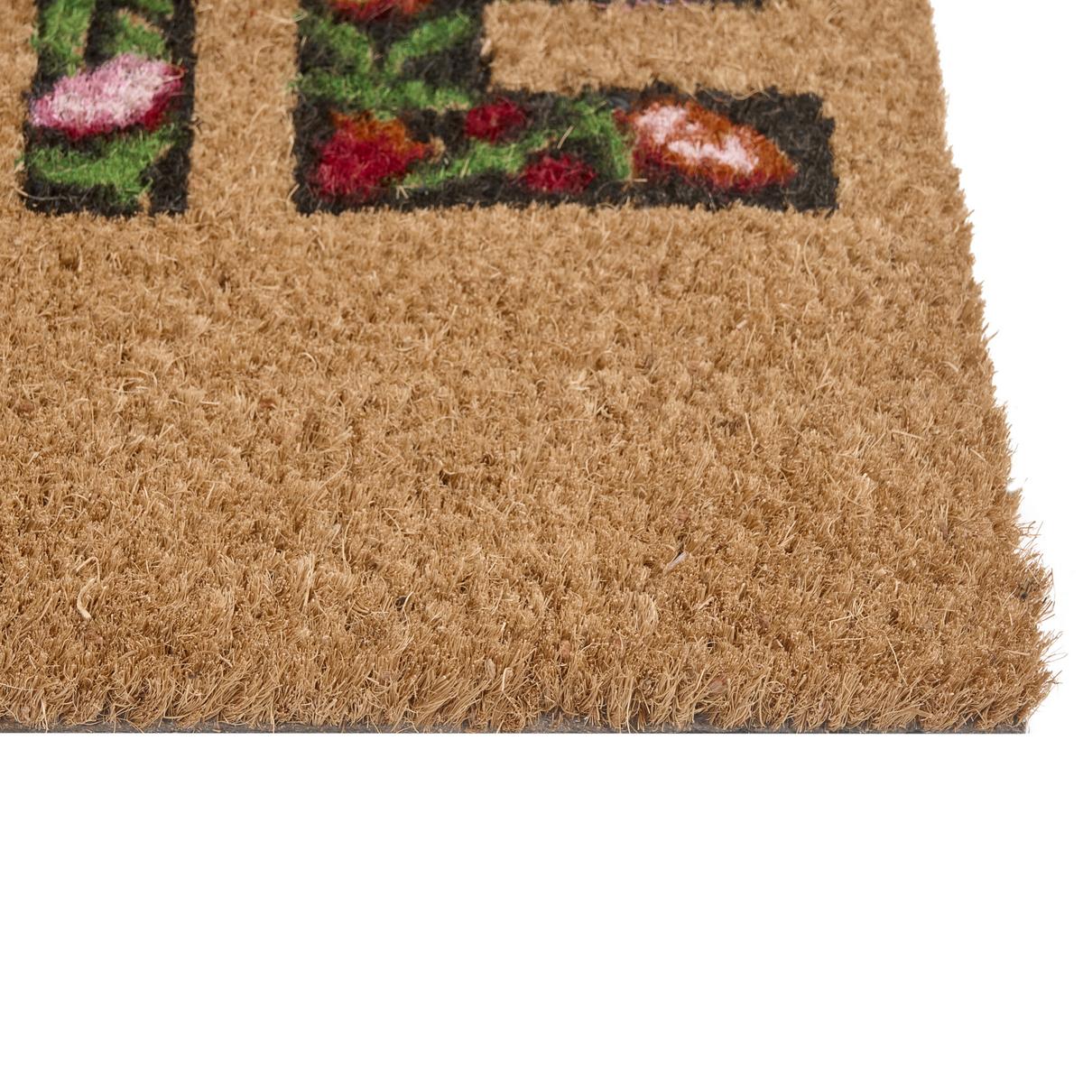 FUSSMATTE Naturfarben 40/60 cm Schriftzug Kokosfasern Zambales - Naturfarben, Textil (60/40cm) - Beliani