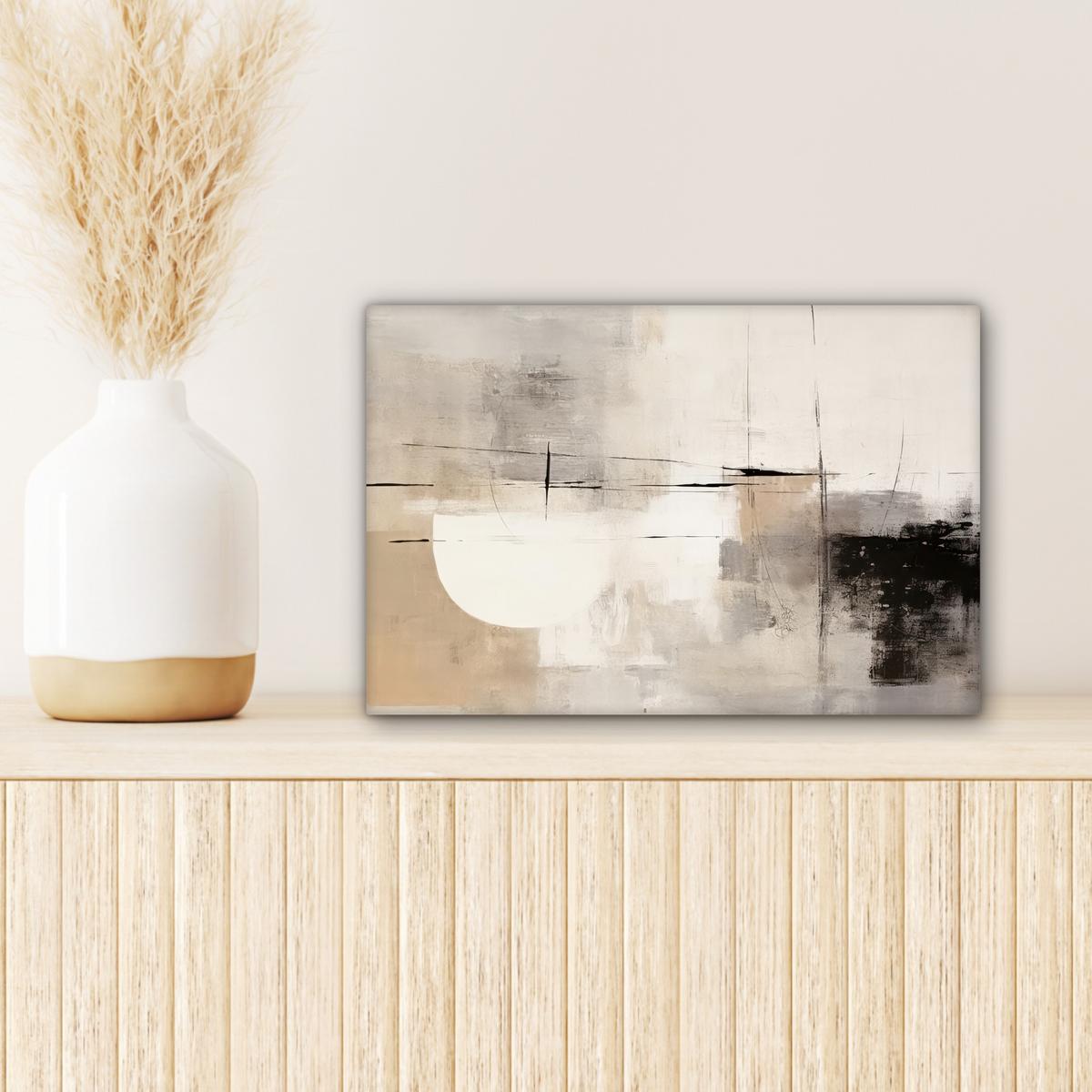 LEINWANDBILD Abstrakt - Kunst - Grau Deko Schlafzimmer 30x20 cm - Hellgrau, Textil (30/20cm) - MuchoWow