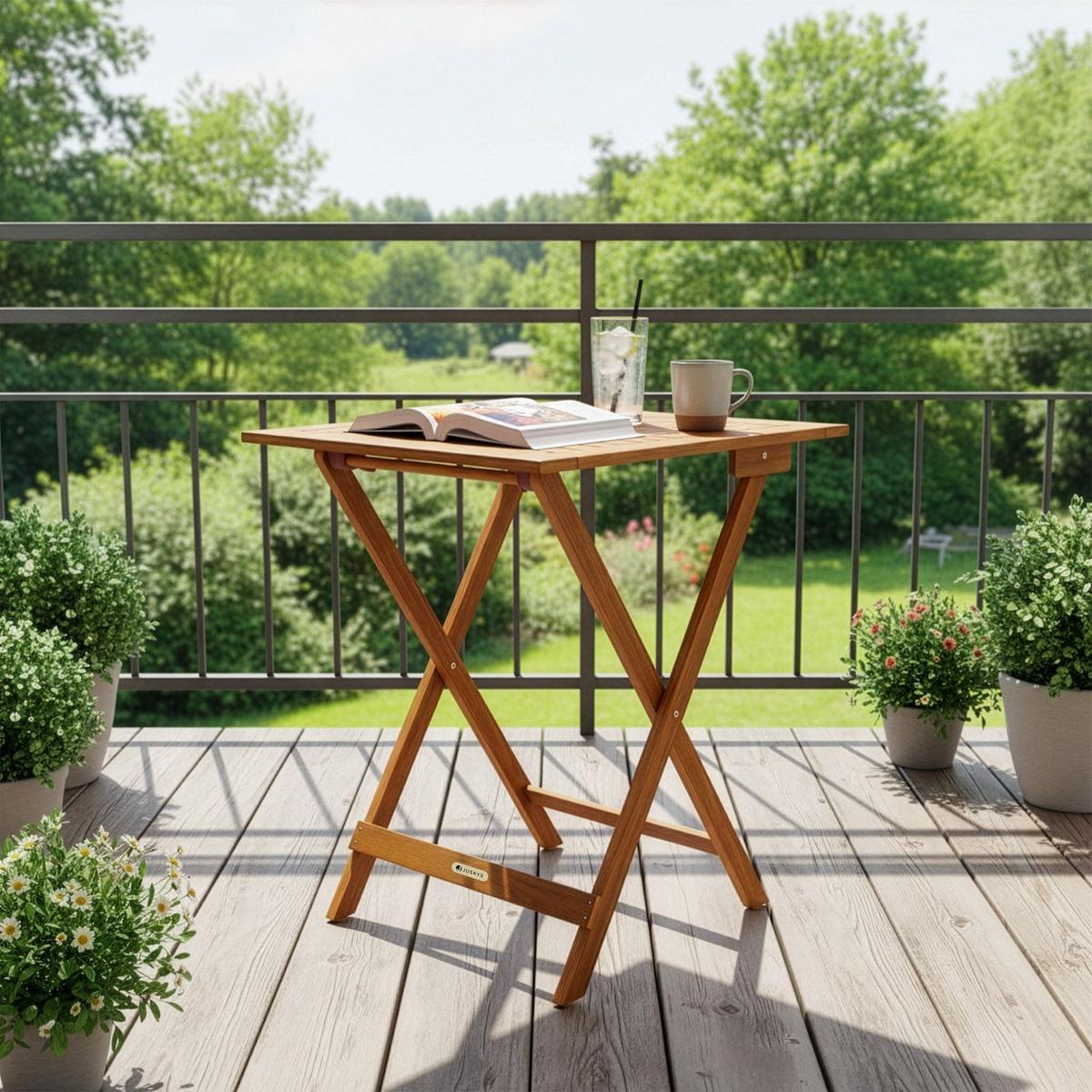 GARTENBEISTELLTISCH Zadar natur 60x58x76 cm - Naturfarben, Holz (60/58/76cm) - Juskys