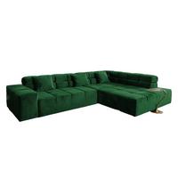 ECKSOFA MIT MOTORISCHEM SITZVORZUG NEVADA Smaragdgrün Velvet Relaxfunktion - Smaragdgrün/Schwarz, Textil (319/215cm) - KAWOLA