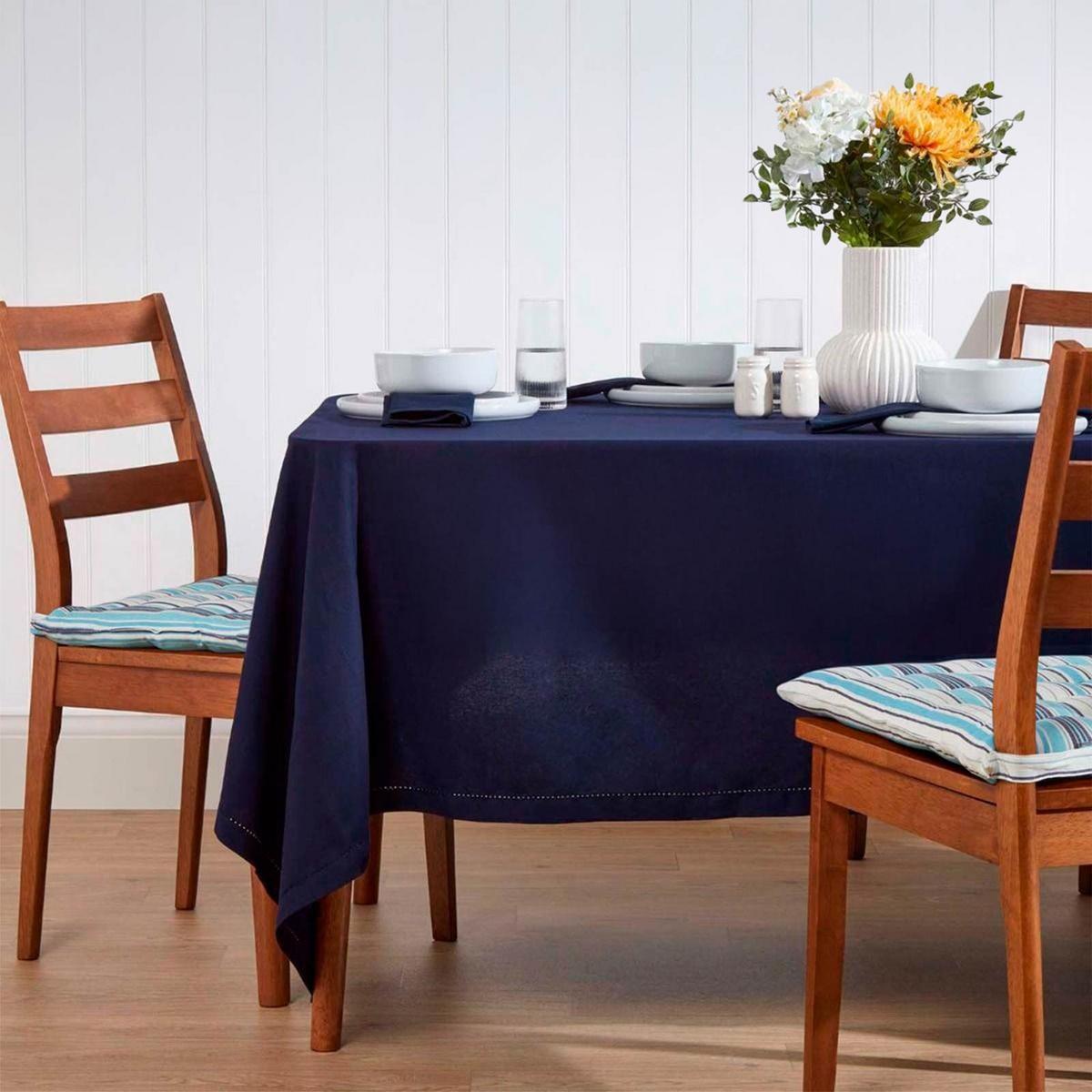 TISCHDECKE dunkelblau 137/228 cm, 100% Baumwolle - Dunkelblau, Textil (137/228cm) - Homescapes