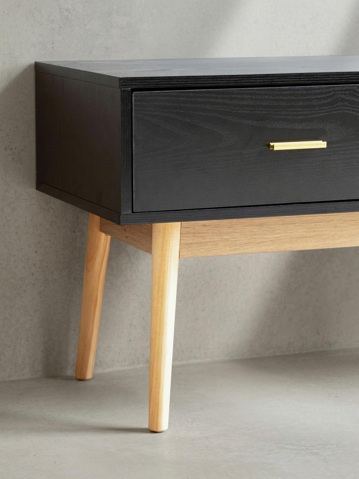 LOWBOARD Schwarz Eiche-Dekor Modern Stil 150x50x40 cm mit Schubladen und Ablagefach - Eichefarben/Schwarz, Holz (150/50/40cm) - KADIMA DESIGN