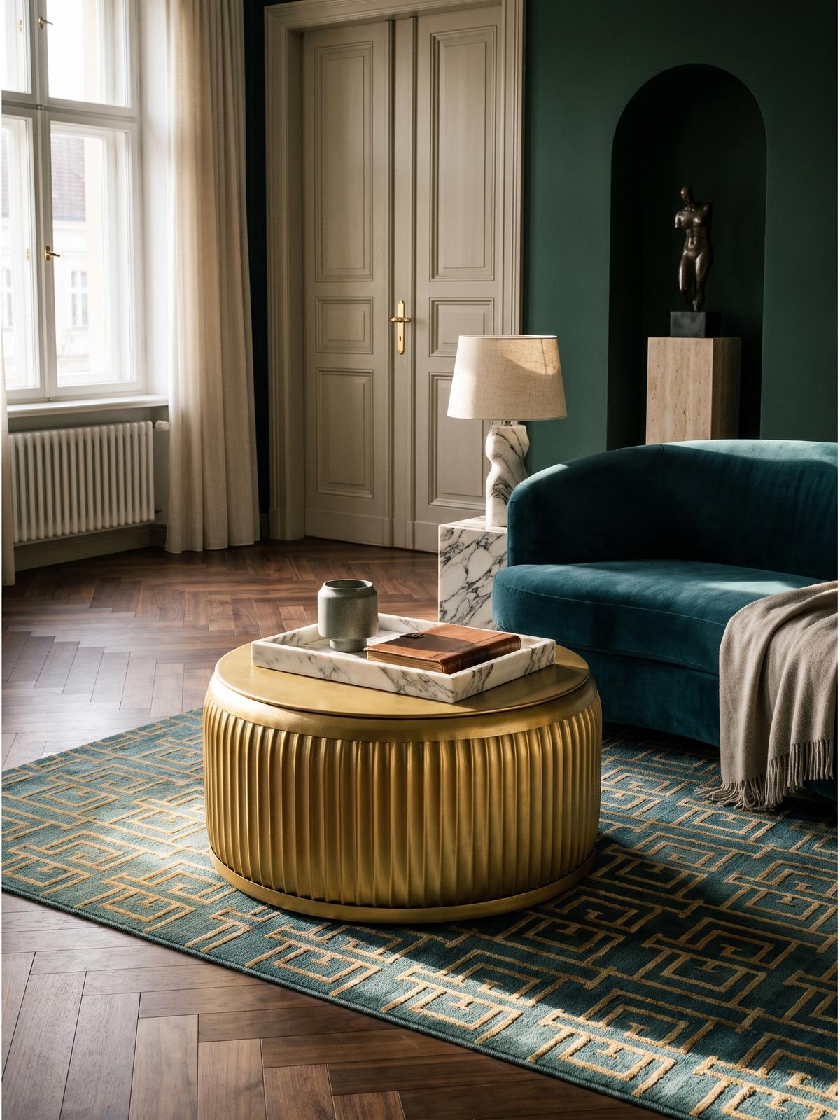 COUCHTISCH LAITA, Eisen, mit Stauraum, Gold, Ø 60 x 32 cm - Goldfarben, Metall (60/60/32cm) - KADIMA DESIGN