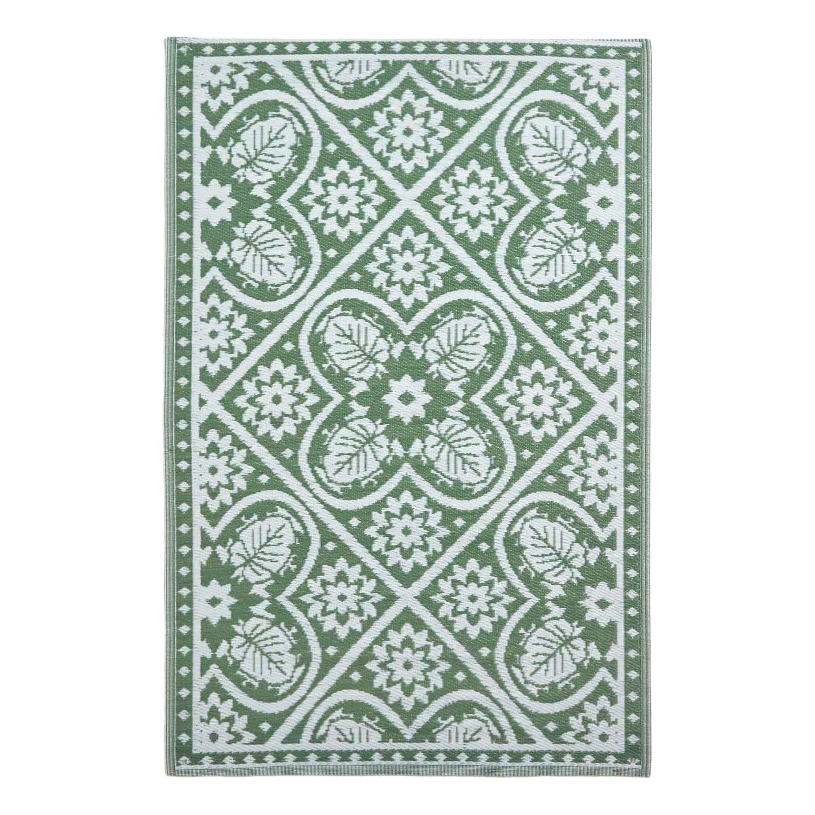 OUTDOORTEPPICH floral gemustert 122/182 cm - Weiß/Grün, Kunststoff (122/182cm) - Homescapes