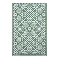 OUTDOORTEPPICH floral gemustert 122/182 cm - Weiß/Grün, Kunststoff (122/182cm) - Homescapes