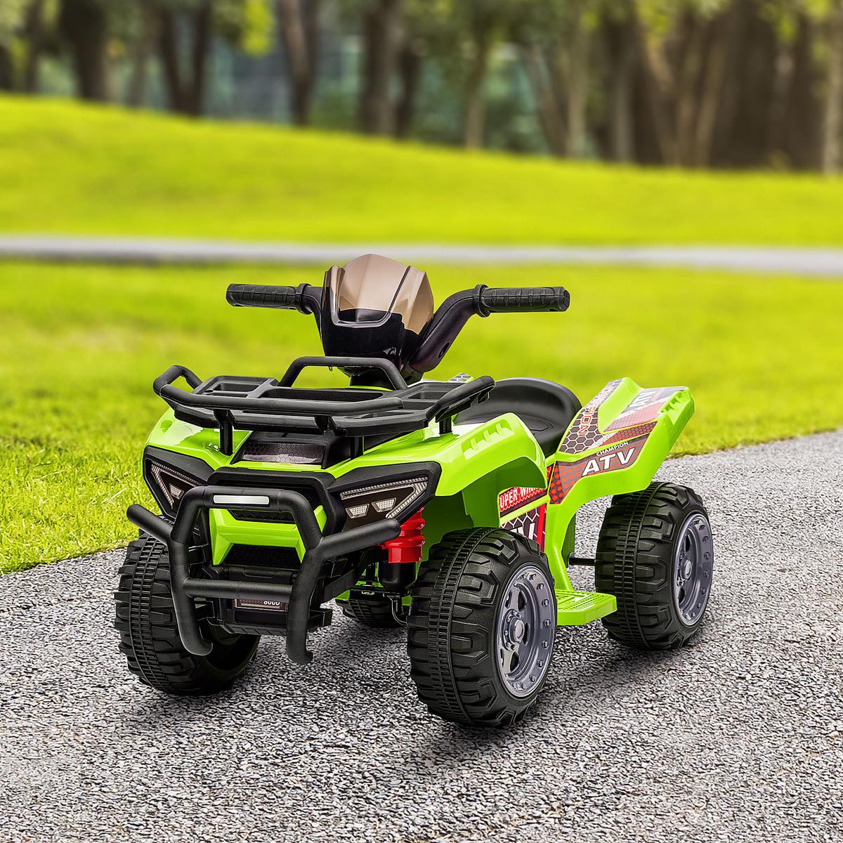 MINI Elektro-Quad Kinder Elektro ATV Kinderwagen Kinderauto Grün - Grün, Metall (70/42/45cm) - HOMCOM