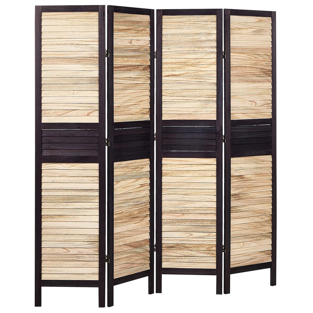 RAUMTEILER 4-teilig Braun/Schwarz 164/170 cm Brennerbad - Schwarz/Braun, Holz (164/170/2cm) - Beliani