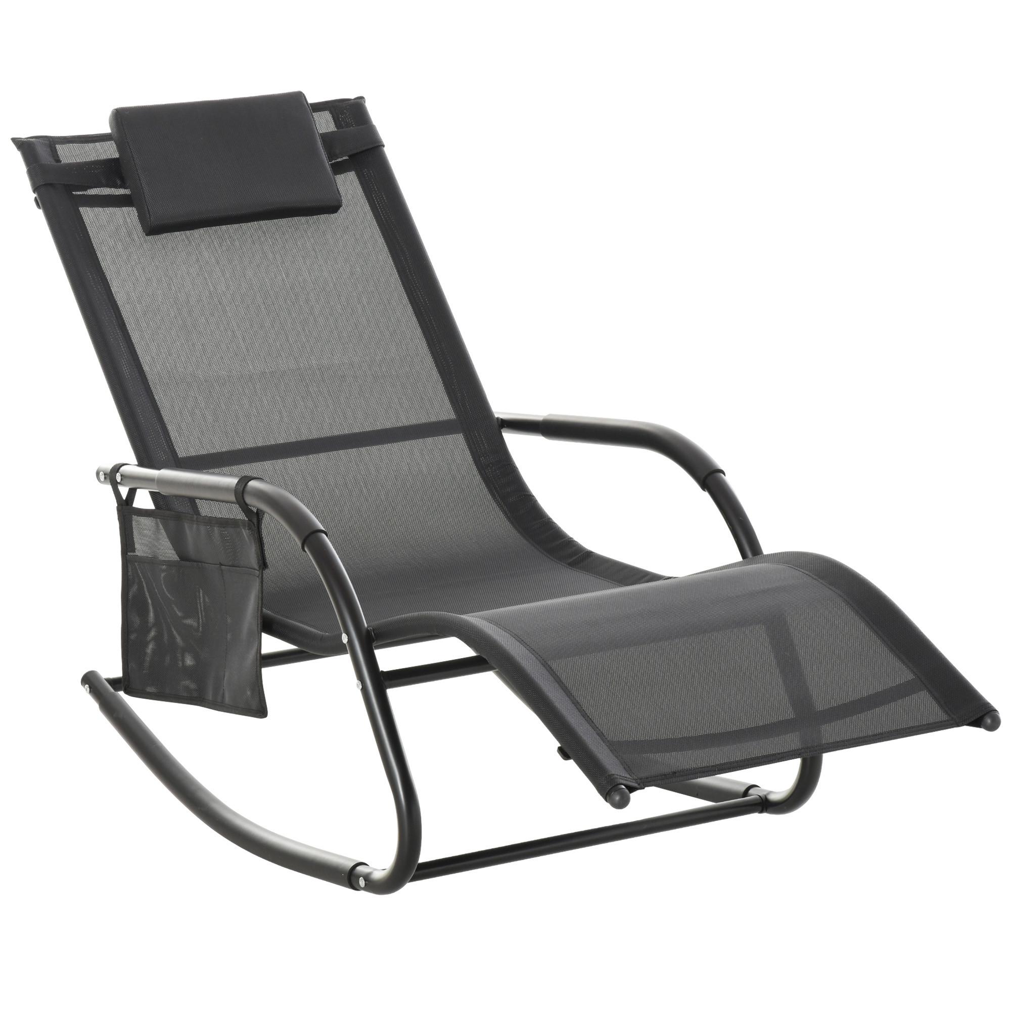 SCHAUKELSTUHL, Metall, Mesh, Schwarz+Hellgrau, 150 x 62 x 88 cm - Schwarz, Metall (62/88/150cm) - Outsunny