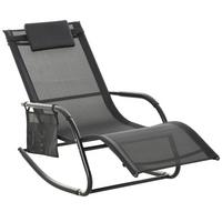 SCHAUKELSTUHL, Metall, Mesh, Schwarz+Hellgrau, 150 x 62 x 88 cm - Schwarz, Metall (62/88/150cm) - Outsunny