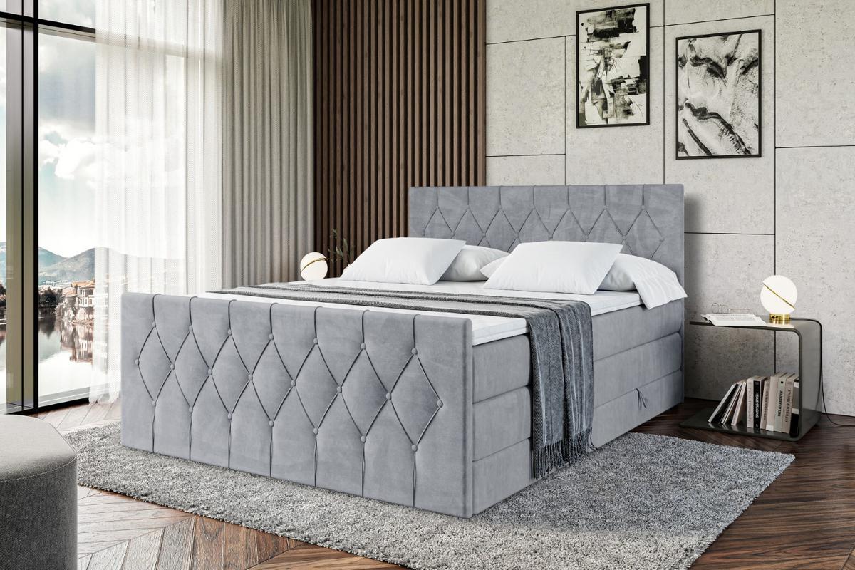 BOXSPRINGBETT VELANTO-Z KING - 180 x 200 - H3/H4 - Grau - Grau, Holzwerkstoff (180/200cm) - ALTDECOR