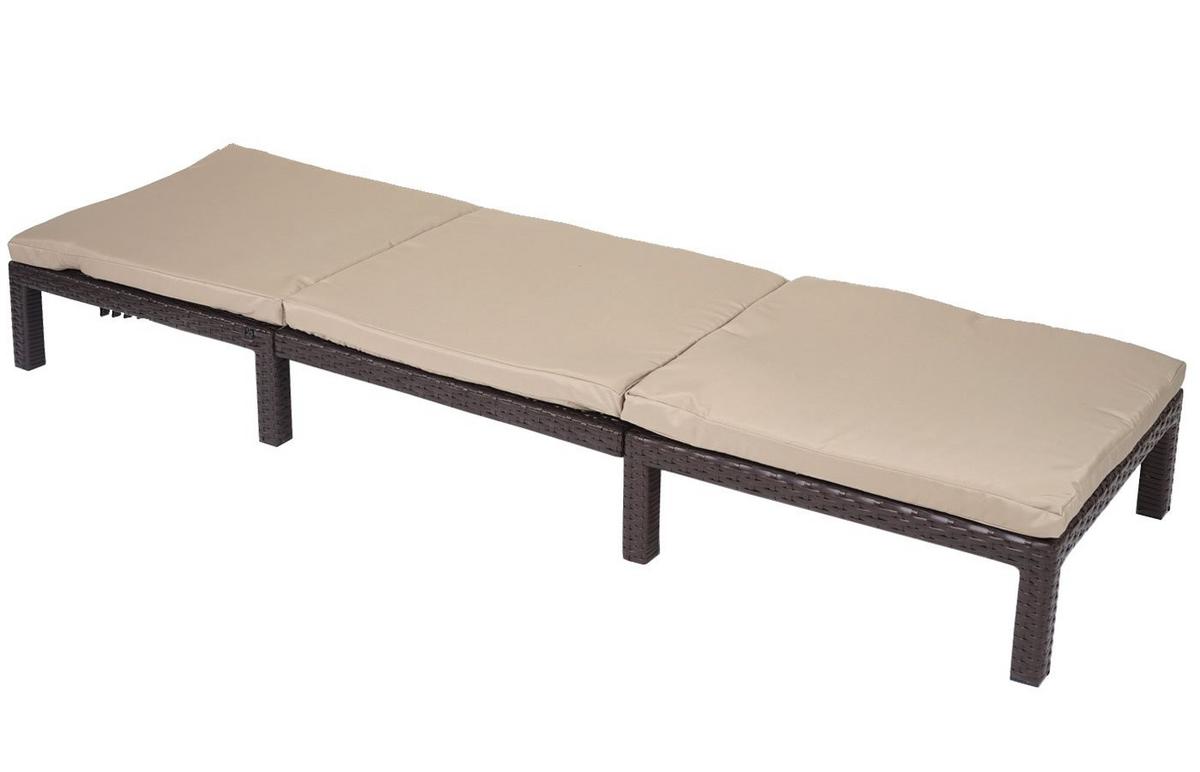 POLY-RATTAN SONNENLIEGE BASIC Braun, Cremeweiß - Braun/Weiß, Kunststoff (60/71/198cm) - MCW