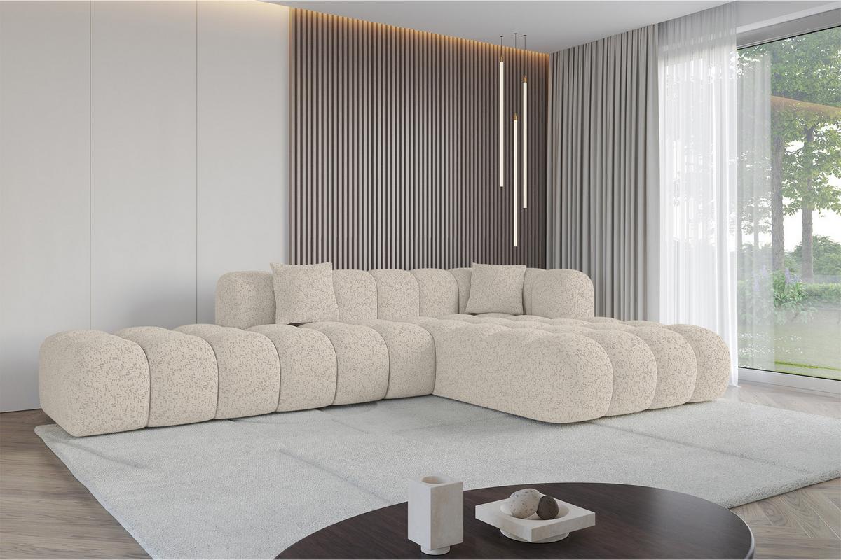 ECKSOFA Ottomane Rechts OLEA-L2 - 289x176x71 cm Beige - Beige/Schwarz, Holzwerkstoff/Kunststoff (289/176cm)