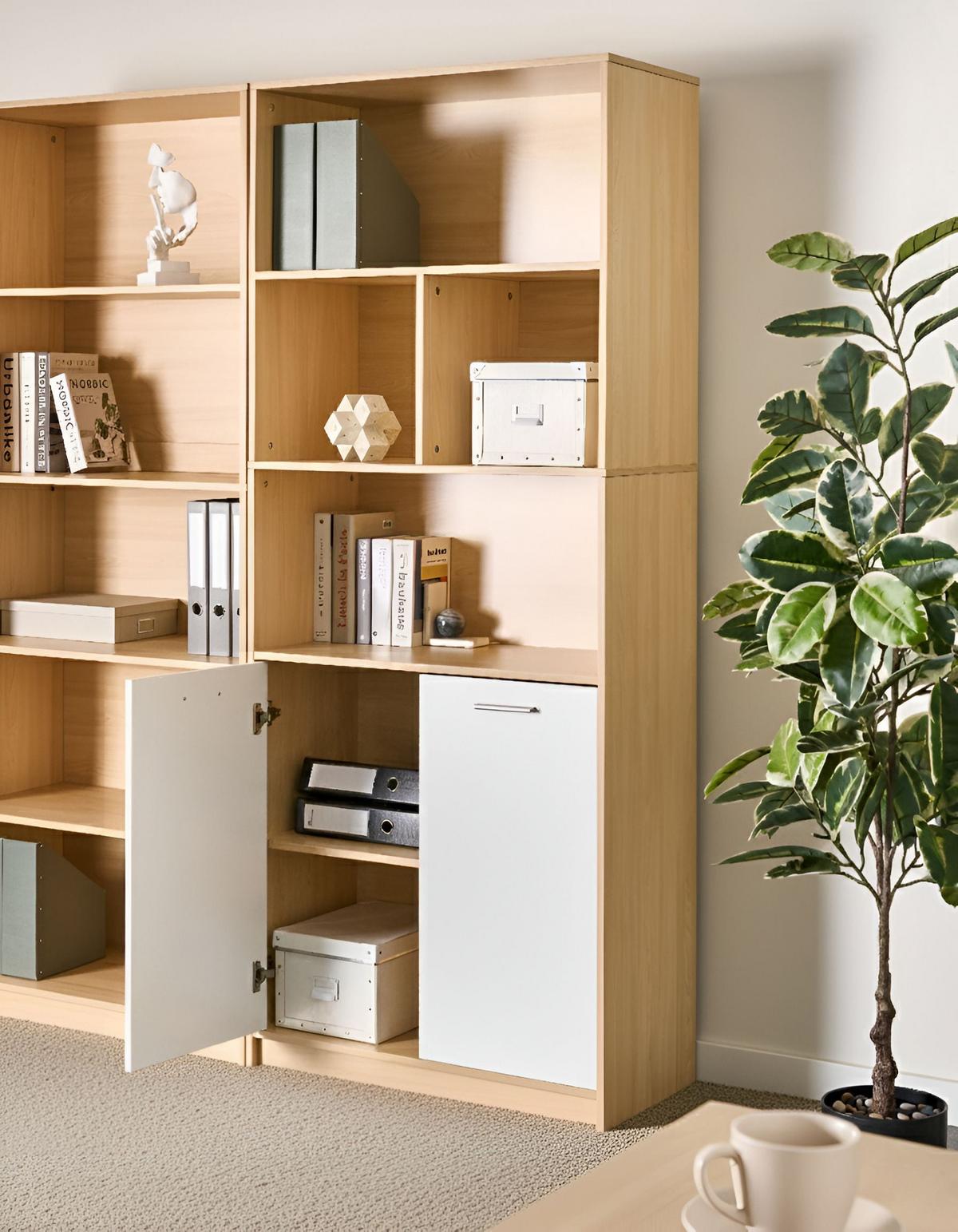 BÜCHERREGAL mit 2 Türen Hellbraun/Weiß Zehna - Hellbraun, Holzwerkstoff (80/197/40cm) - Beliani