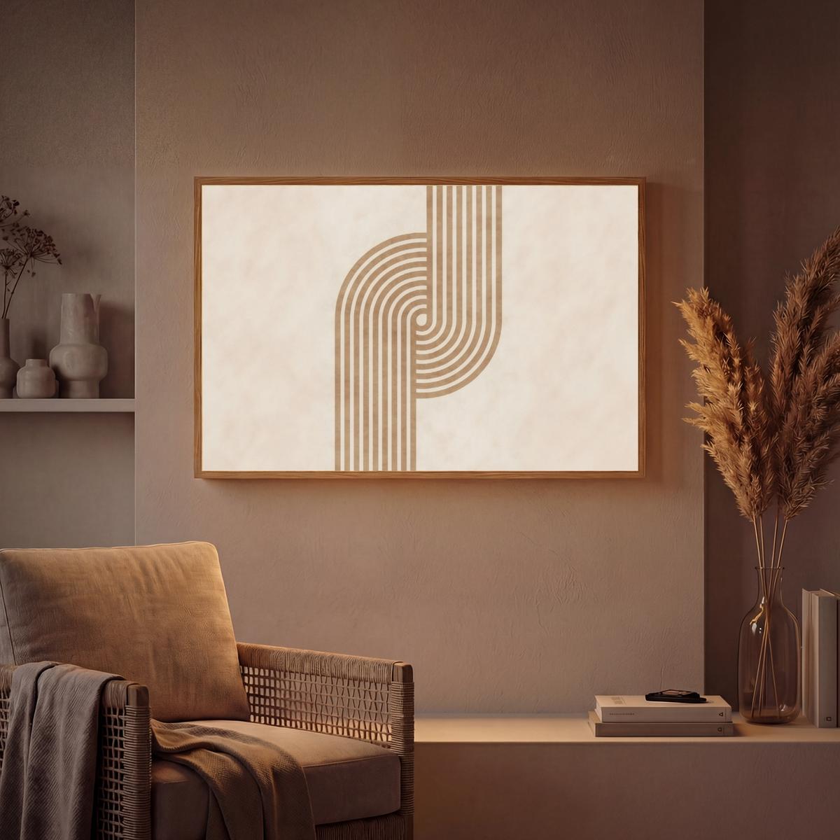 WANDLEUCHTE MIT AKKU Symmetrische Biegung - kupferfarbig 100x70 cm - Beige, Holzwerkstoff (100/70/8cm) - OnlyWow
