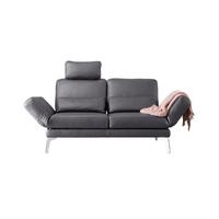 LEDERSOFA HURRICANE Grau Leder - Dunkelgrau/Silberfarben, Leder (170/87/141cm) - KAWOLA