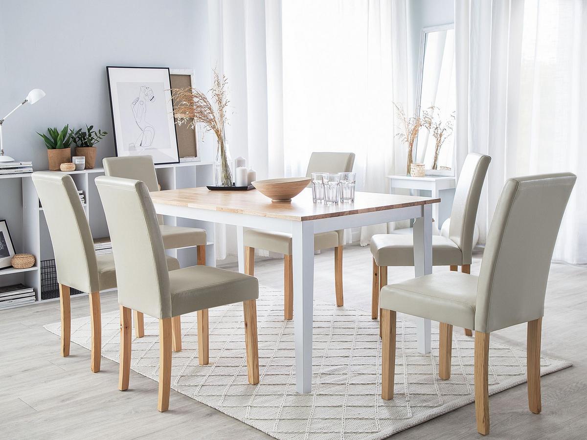 ESSZIMMERSTUHL 2er-Set Kunstleder Beige Broadway - Beige, Holz/Textil (42/93/59cm) - Beliani