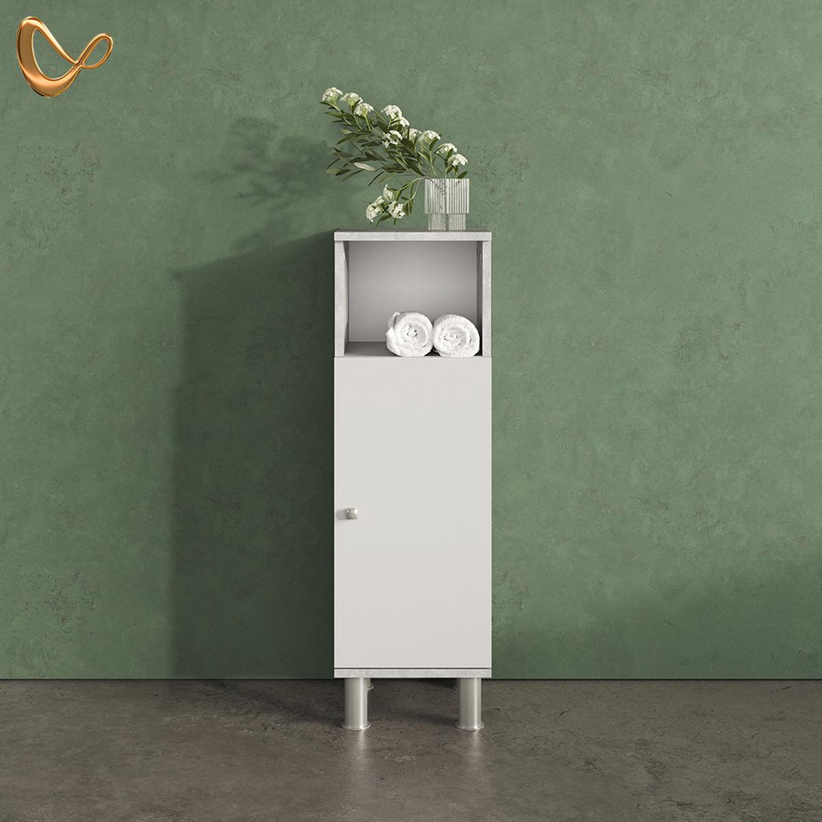 MIDISCHRANK Fucino Beton 30 x 95 cm - Grau, Holzwerkstoff (30/95/30cm) - Livinity®
