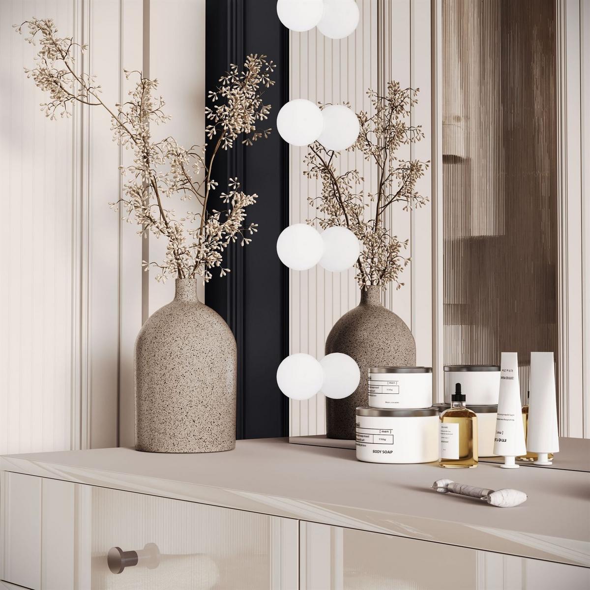 SCHMINKTISCH BLANCO KASCHMIR ELITE mit Spiegel und Beleuchtung silberner Chrom silberner Griff - Ecru, Holzwerkstoff (100/81/42cm) - Lookway