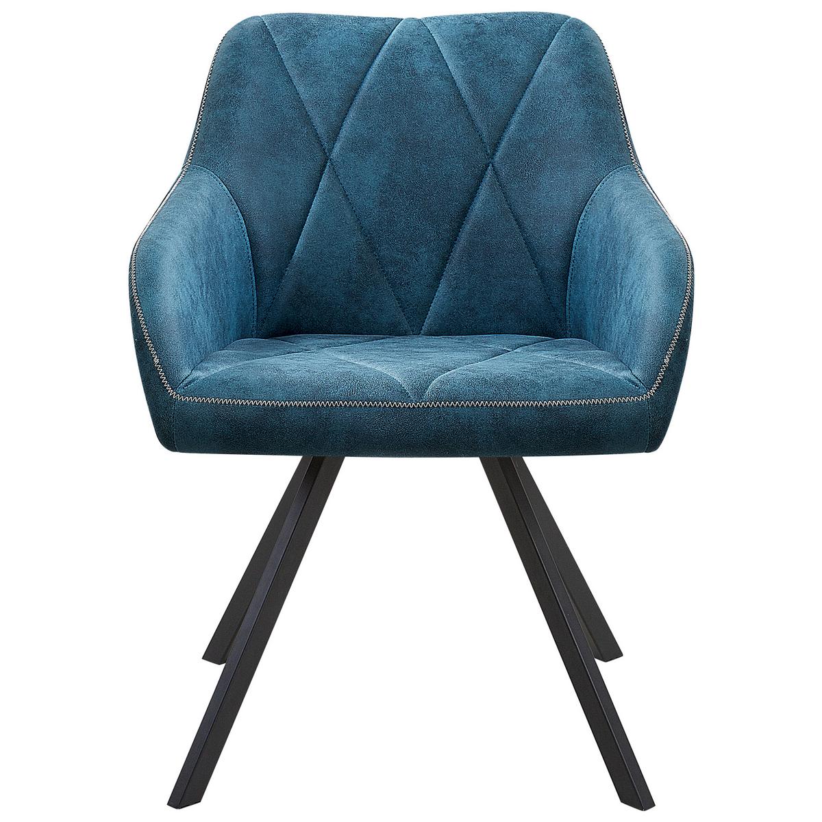 ESSZIMMERSTUHL 2er-Set Polsterbezug Blau Monee - Blau, Textil/Metall (48/78/50cm) - Beliani