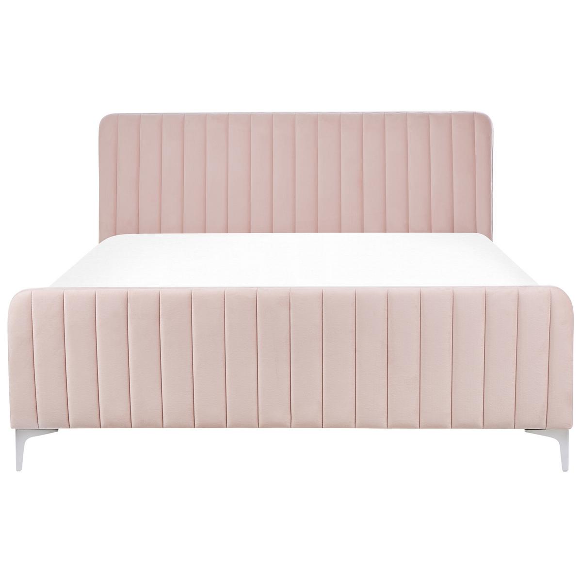 POLSTERBETT 160/200cm Pastellrosa Lunan - Pink, Textil (160/200cm) - Beliani