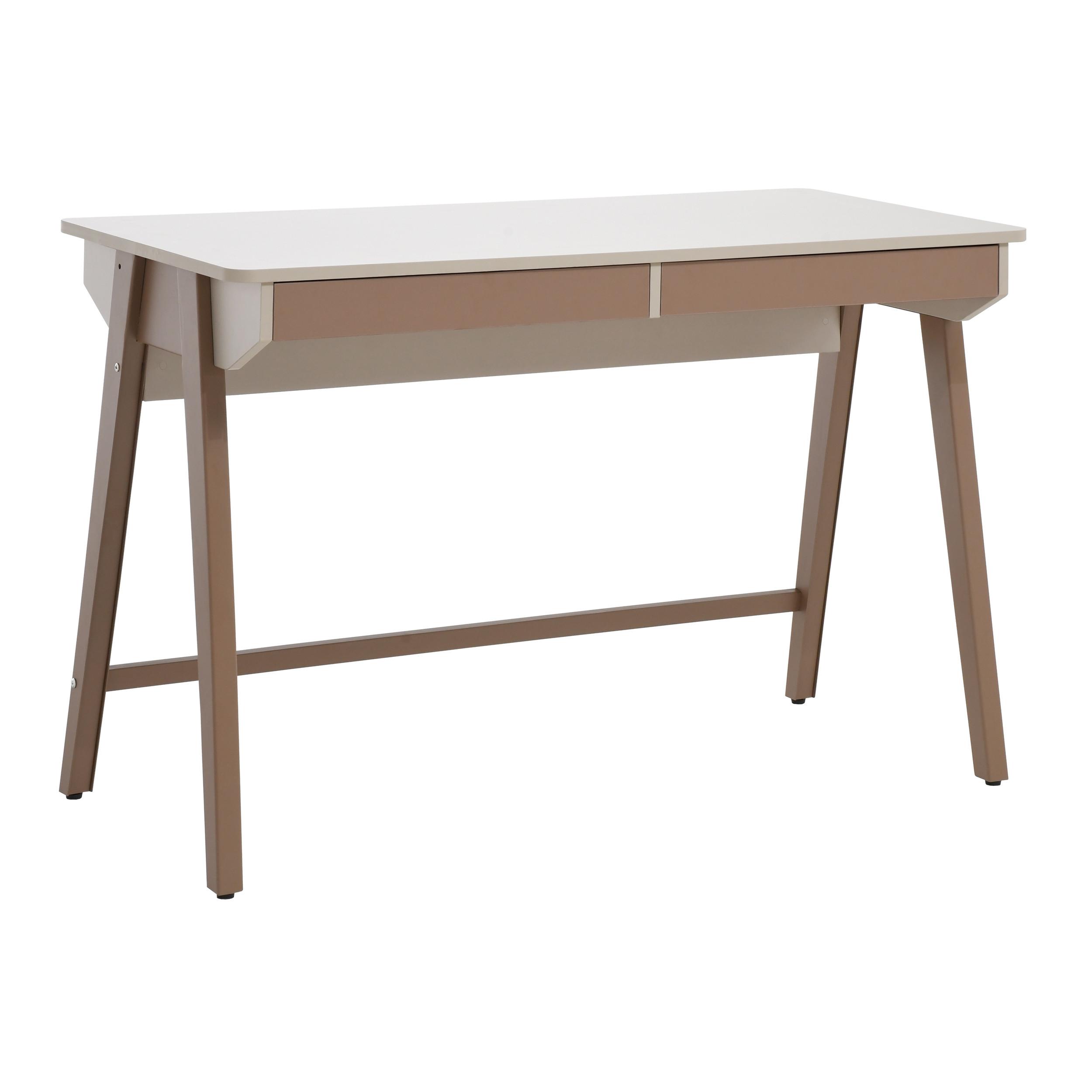 SCHREIBTISCH Boreo mit Schubladen und braunen Metallbeinen, 120 cm, Kaschmir+Hellbraun - Kaschmir/Hellbraun, Metall (55/120/74cm) - Beautysofa
