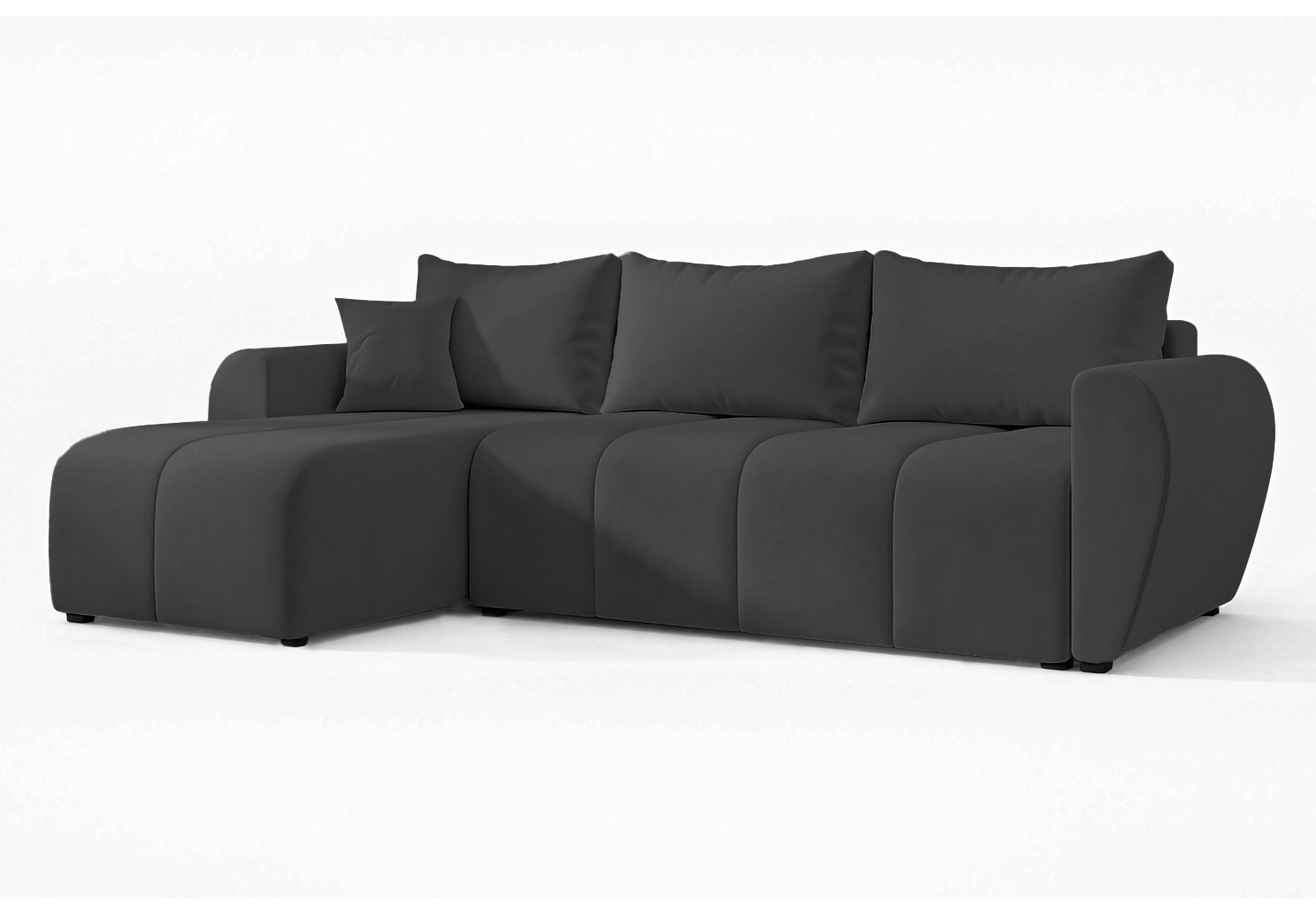 ECKSOFA L Form Malatya Dunkelgrau 246/145/80 cm stilvolle mit Schlaffunktion L - Dunkelgrau/Schwarz, Kunststoff/Textil (145/246cm) - AX Living