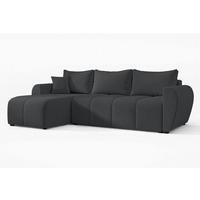 ECKSOFA L Form Malatya Dunkelgrau 246/145/80 cm stilvolle mit Schlaffunktion L - Dunkelgrau/Schwarz, Kunststoff/Textil (145/246cm) - AX Living