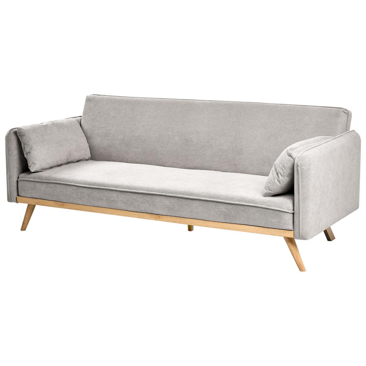 SCHLAFSOFA Stoff Grau Asaa - Dunkelgrau/Braun, Textil (205/76/80cm) - Beliani
