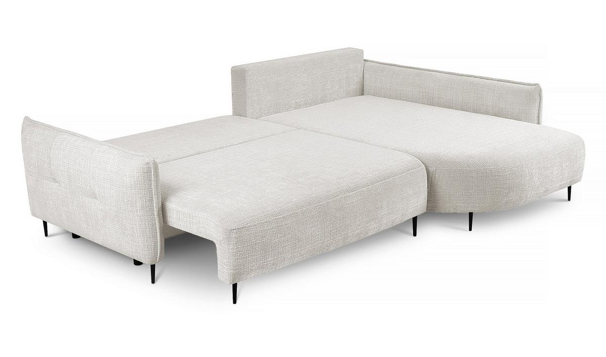 ECKSOFA Oblivio Cremeweiß Chenille - Creme/Schwarz, Textil/Metall (285/200cm) - Selsey