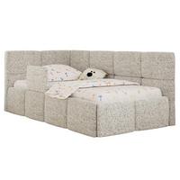 POLSTERBETT ARVO ALTA 90/200 - Beige Struktur - Taschenfederkernmatratze - Links - Beige, Textil (90/200cm) - MKS