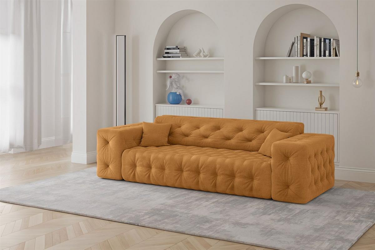 SOFASET Chantal In Moly - Orange, Holzwerkstoff/Textil (251/78/96cm) - Fun Möbel