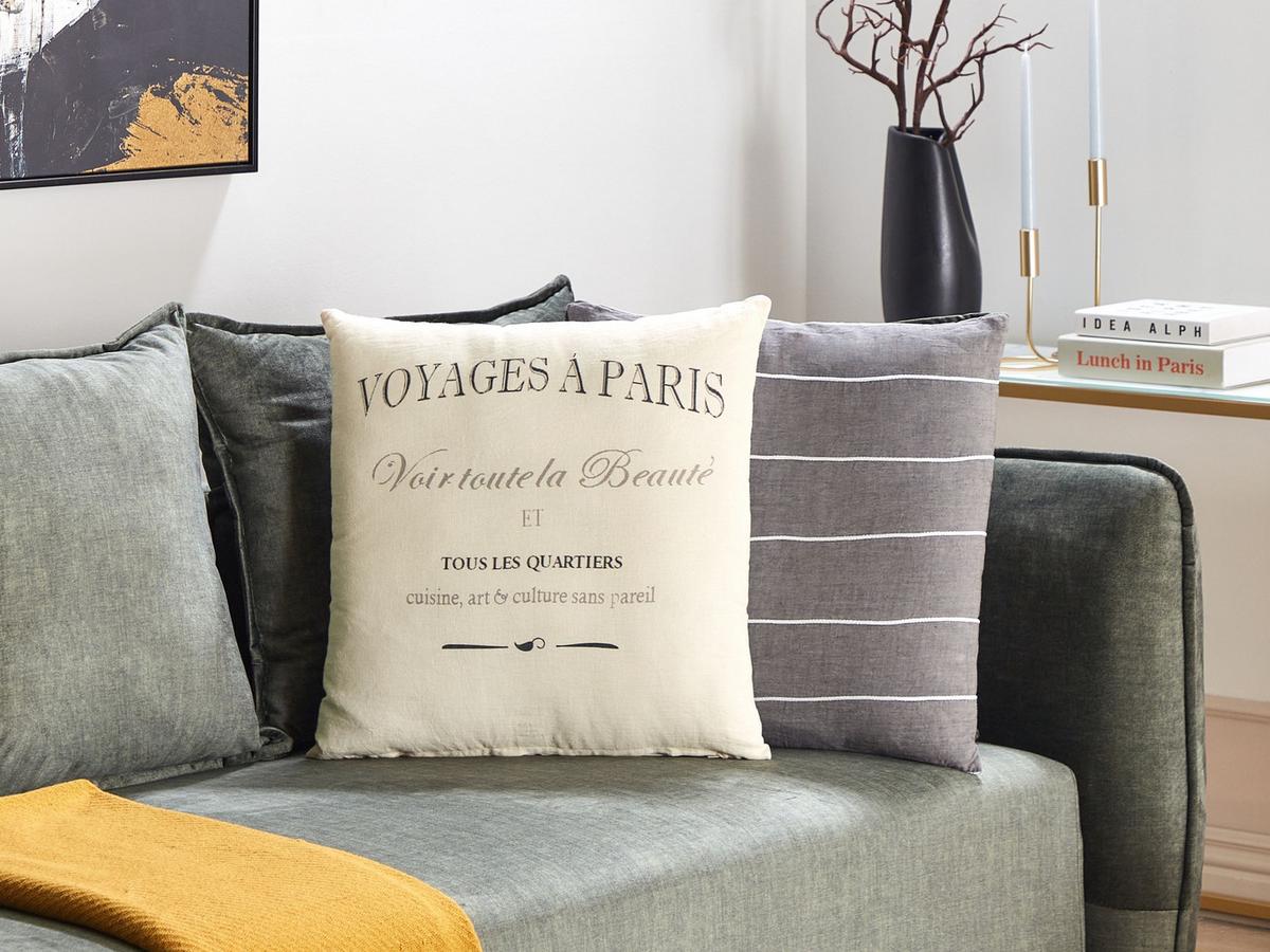 DEKOKISSEN 2er-Set Cremeweiß 50/50 cm Mindala - Creme, Textil (50/50cm) - Beliani