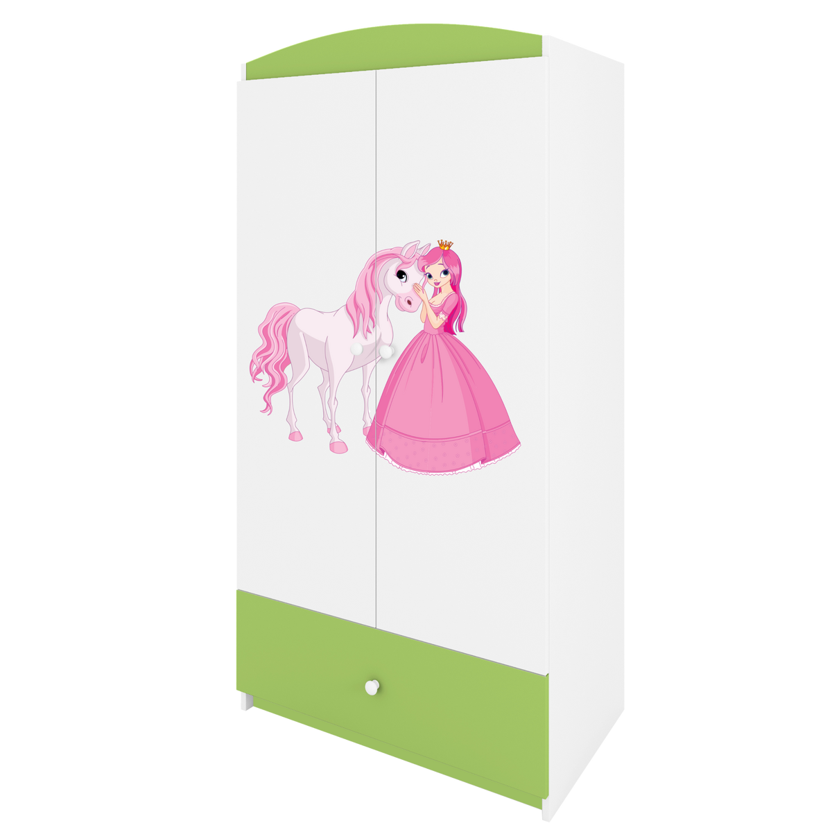 KINDERKLEIDERSCHRANK Prinzessin I - Grün, Holzwerkstoff (90/175/52cm) - RAUMHIRSCH FURNITURE