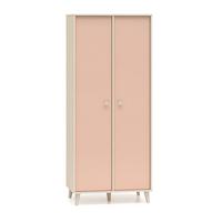 SCHRANK 2 Türen Alycia Beige - Korallenrosa - Holzeffekt - Pink, Holz (80/190/51cm) - Petits-meubles