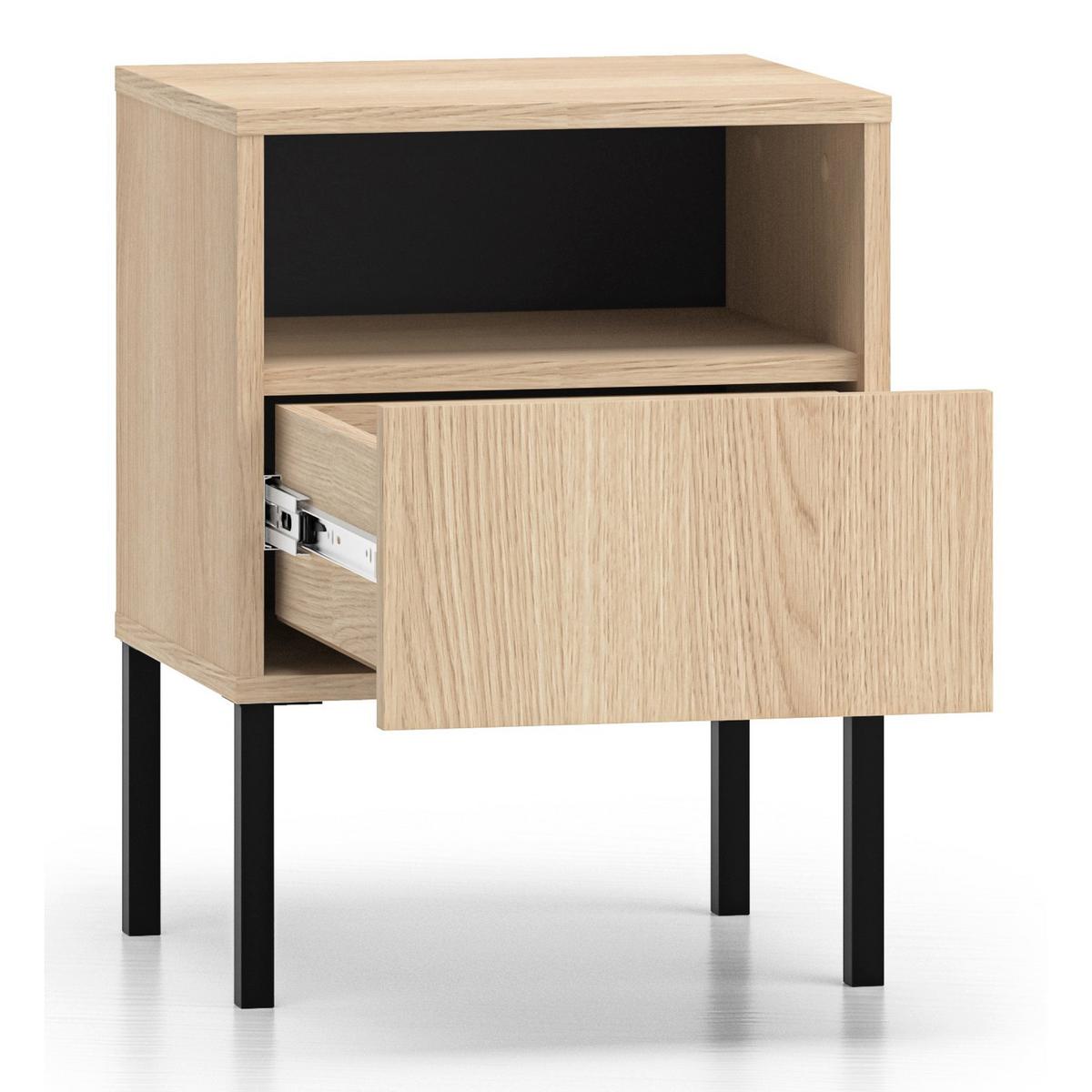 NACHTTISCH Barnee Eichenholzoptik 40 cm - Eichefarben/Schwarz, Holzwerkstoff (40/53/34cm) - Selsey
